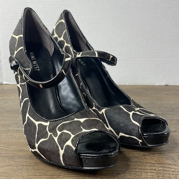 Nine West Women’s NW Luminous Animal Print Open Toe Heels, Calf Hair, size 7.5 - Picture 3 of 10